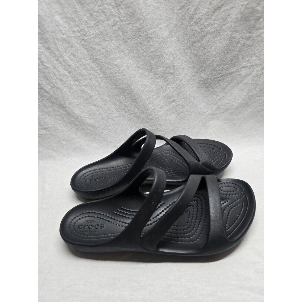 Crocs Kadee II Sandals Strappy Slide Slip-On Black Womens Womens Size 7 - Picture 3 of 5